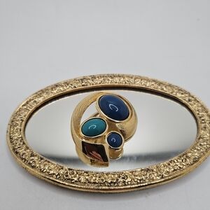 Vintage Trifari Brooch Modern Elegant Goldtone Signed